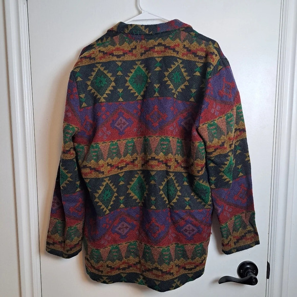 Judy Knapp Multicolor Aztec Southwestern Geometric Jacket Blazer Long Size M - Picture 2 of 8